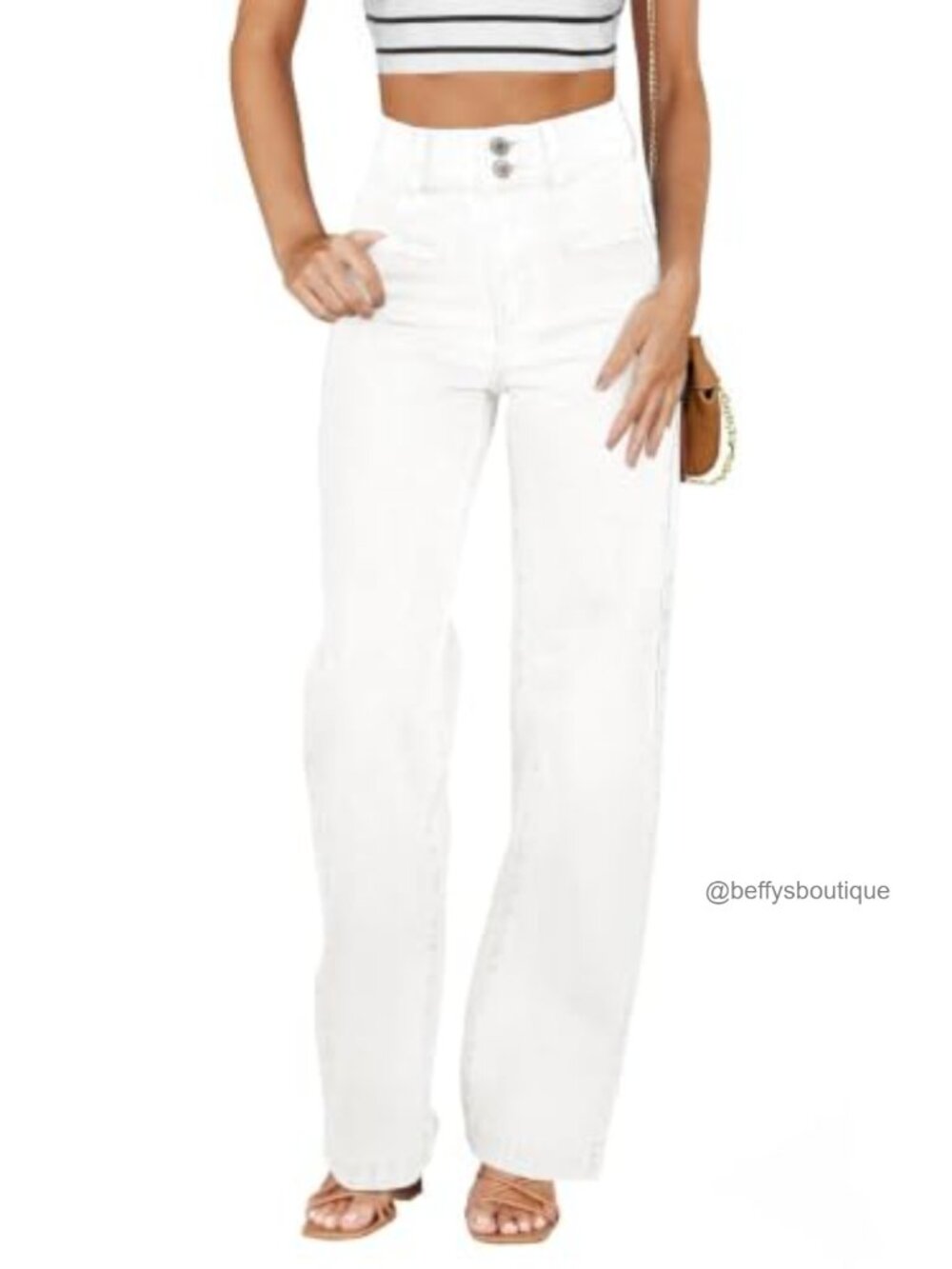 High Waisted Straight Leg Jeans with Dual Button Closure and Tummy Control